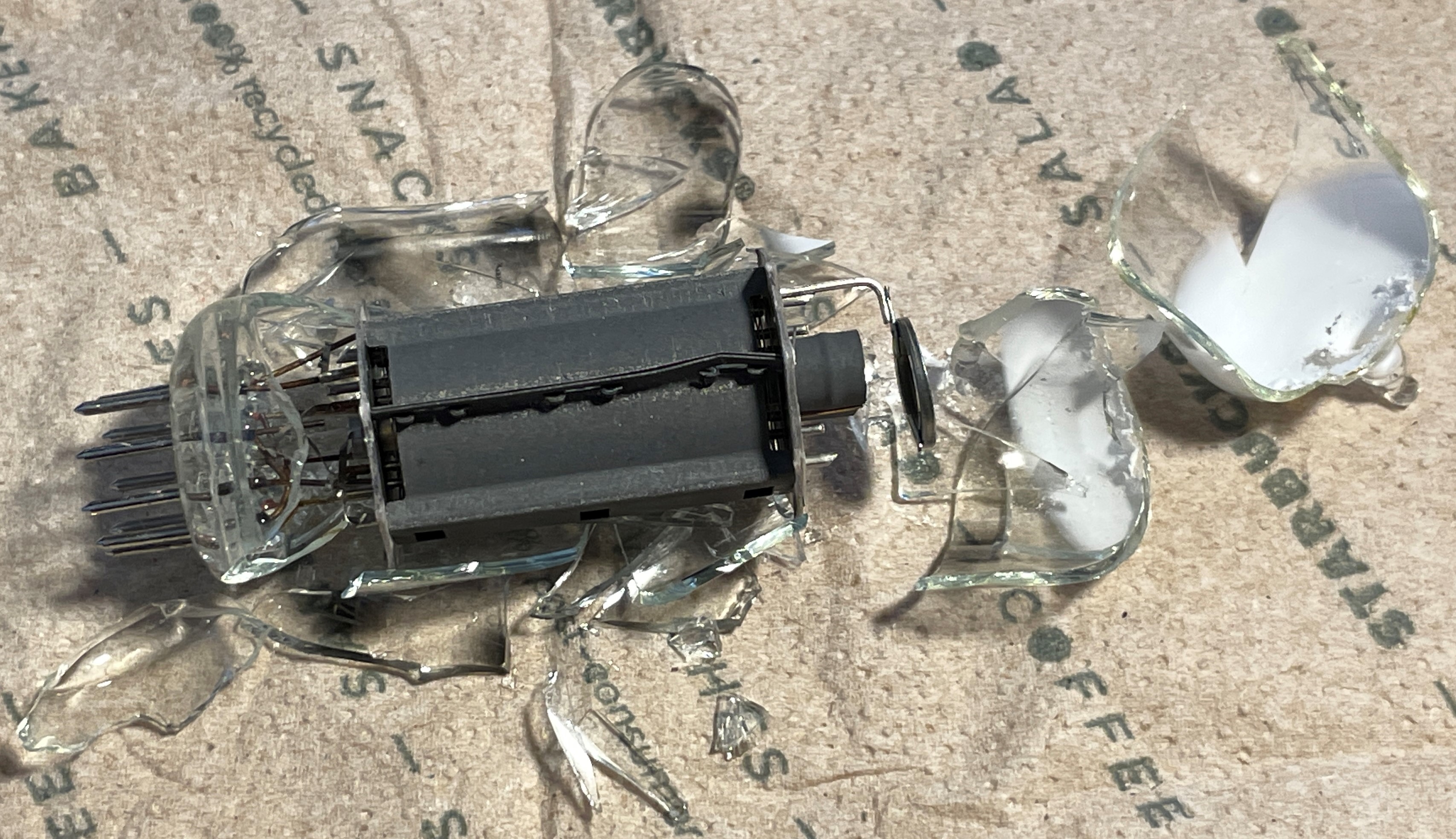 The tube after breaking the glass envelope